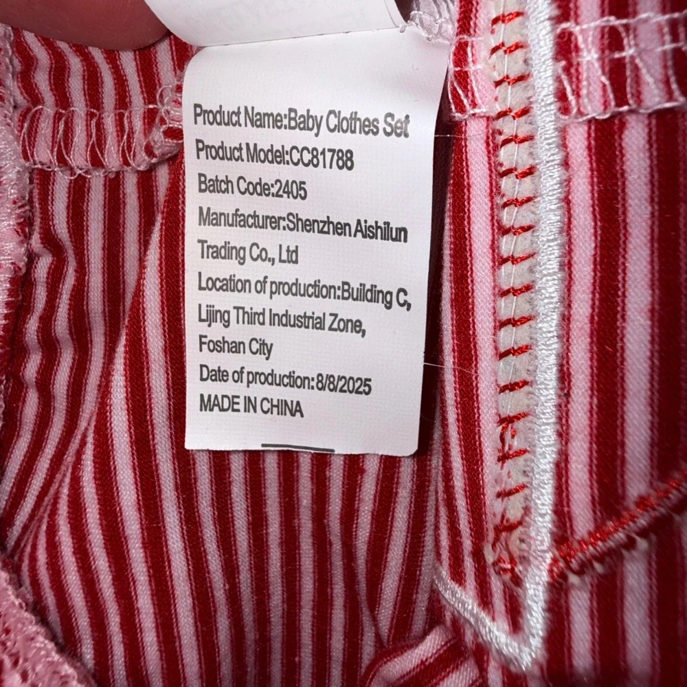My First Christmas Outfit Kids 18-24M Santa Bodysuit Striped Pants Set